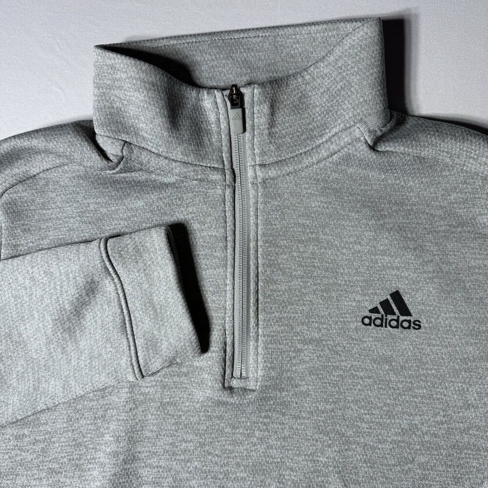 Adidas Womens Large 1/4 Zip Pullover Sweatshirt Jacket Long Sleeve Gray - Picture 1 of 15